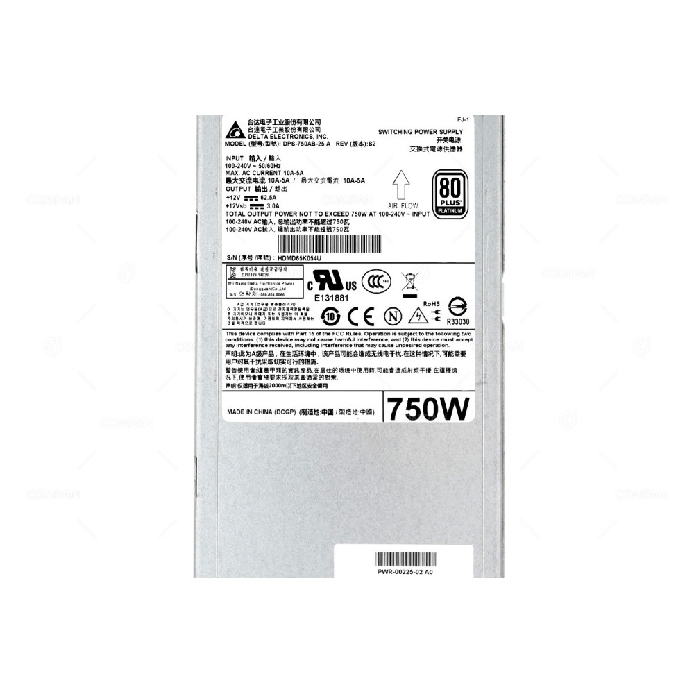 PWR-00225-02  ARISTA 750W AC POWER SUPPLY FOR 7280QR REAR TO FRONT AIRFLOW